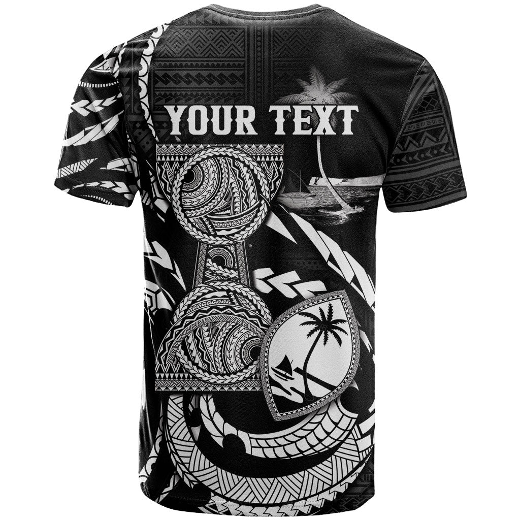 Personalised Guam Liberation Day T Shirt Black White Latte Stone Tribal Patterns