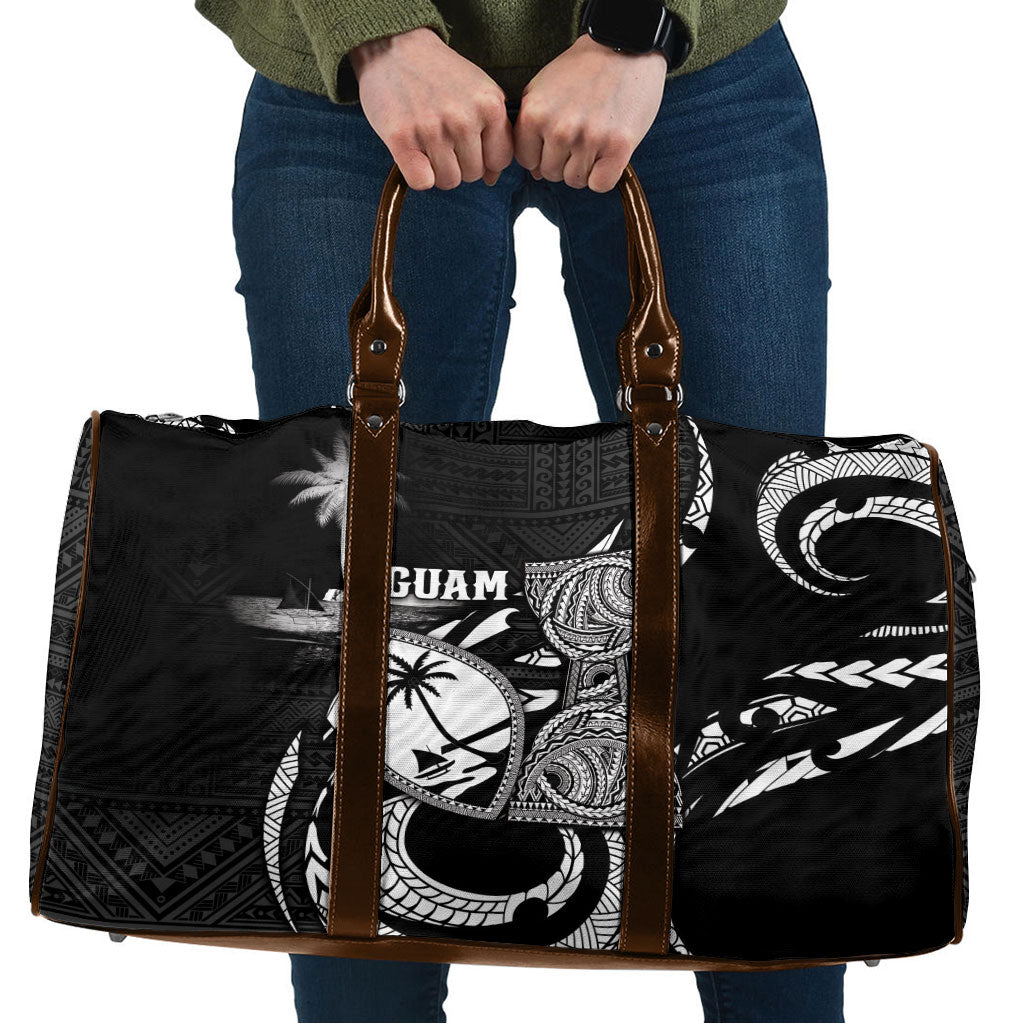 Guam Liberation Day Travel Bag Black White Latte Stone Tribal Patterns