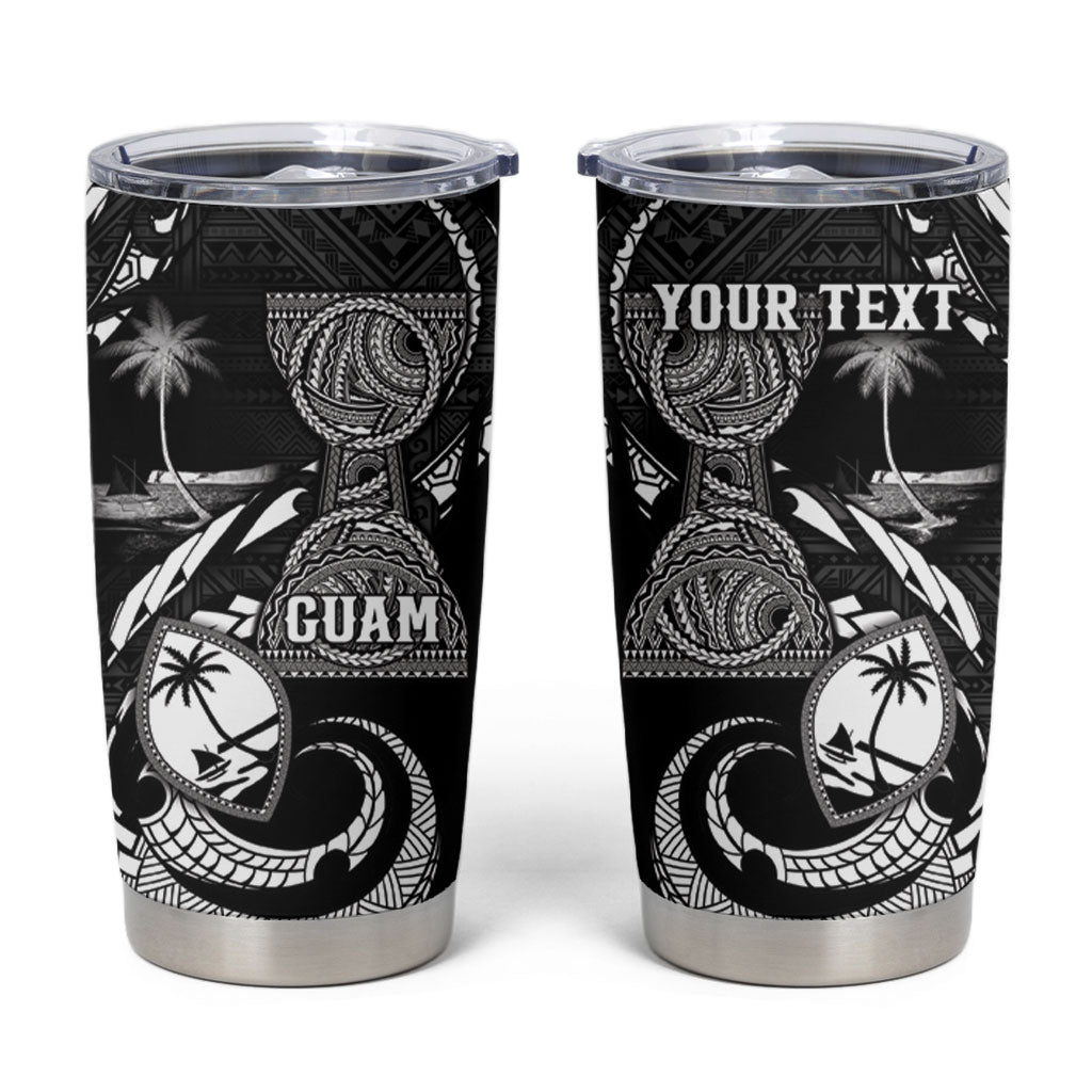 Personalised Guam Liberation Day Tumbler Cup Black White Latte Stone Tribal Patterns