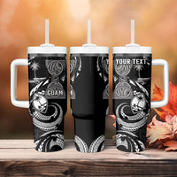 Personalised Guam Liberation Day Tumbler With Handle Black White Latte Stone Tribal Patterns