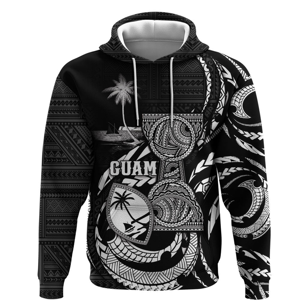 Personalised Guam Liberation Day Zip Hoodie Black White Latte Stone Tribal Patterns