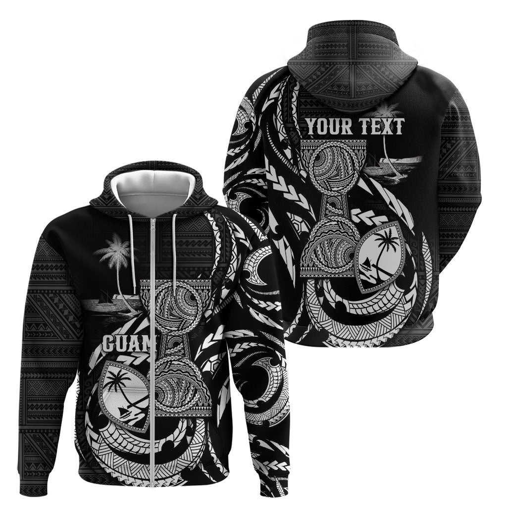 Personalised Guam Liberation Day Zip Hoodie Black White Latte Stone Tribal Patterns