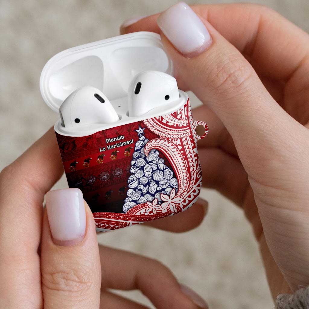 American Samoa Christmas AirPods Case Seashell Xmas Tree Tribal Waves - Polynesian Pride