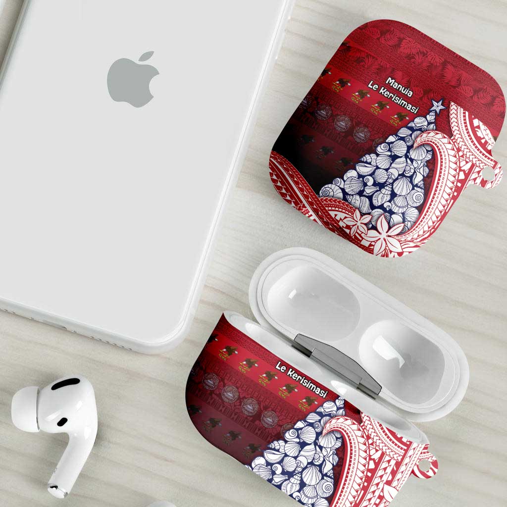 American Samoa Christmas AirPods Case Seashell Xmas Tree Tribal Waves - Polynesian Pride