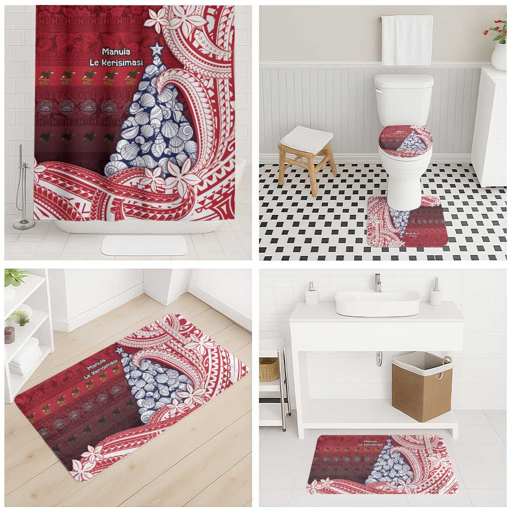 American Samoa Christmas Bathroom Set Seashell Xmas Tree Tribal Waves - Polynesian Pride