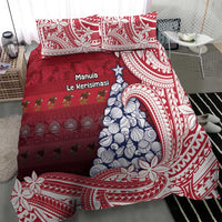 American Samoa Christmas Bedding Set Seashell Xmas Tree Tribal Waves - Polynesian Pride