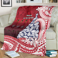 American Samoa Christmas Blanket Seashell Xmas Tree Tribal Waves - Polynesian Pride