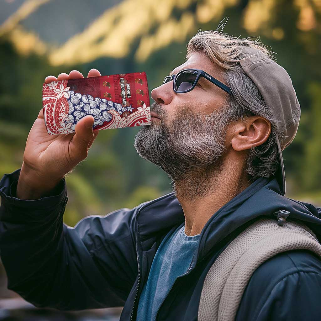 American Samoa Christmas 4 in 1 Can Cooler Tumbler Seashell Xmas Tree Tribal Waves - Polynesian Pride