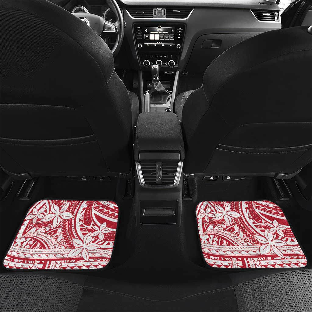 American Samoa Christmas Car Mats Seashell Xmas Tree Tribal Waves DT05 Set 2pcs - Back Red - Polynesian Pride