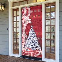 American Samoa Christmas Door Cover Seashell Xmas Tree Tribal Waves - Polynesian Pride