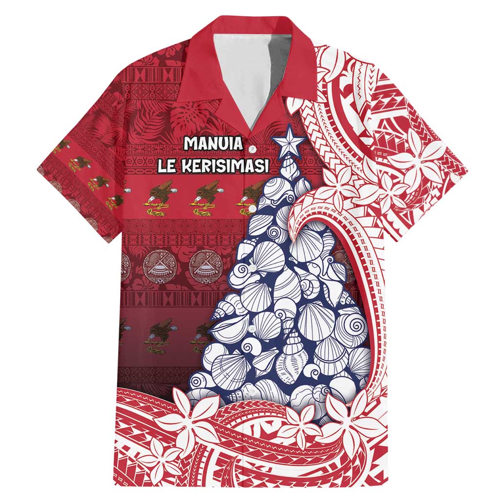 American Samoa Christmas Family Matching Mermaid Dress and Hawaiian Shirt Seashell Xmas Tree Tribal Waves - Polynesian Pride