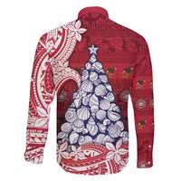 American Samoa Christmas Family Matching Off Shoulder Short Dress and Hawaiian Shirt Seashell Xmas Tree Tribal Waves - Polynesian Pride