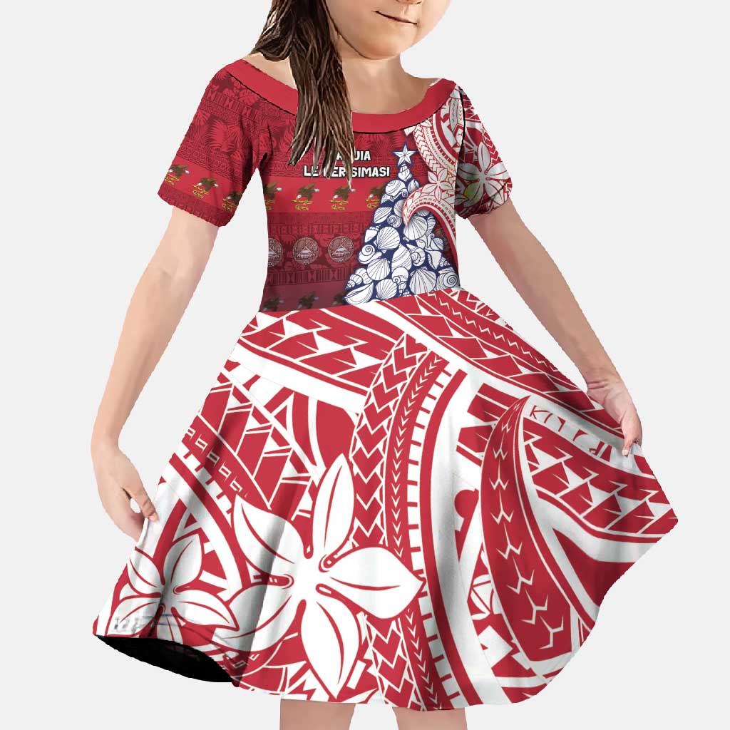 American Samoa Christmas Family Matching Summer Maxi Dress and Hawaiian Shirt Seashell Xmas Tree Tribal Waves - Polynesian Pride