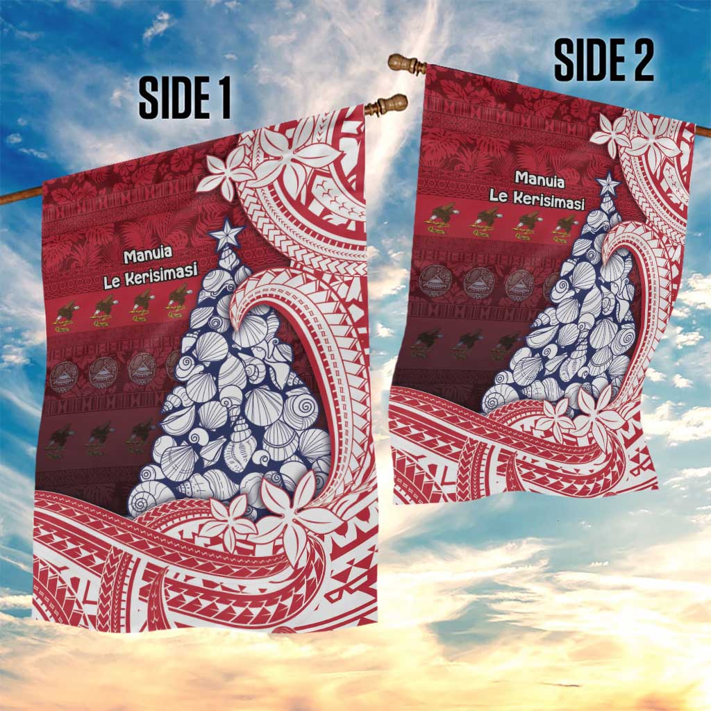 American Samoa Christmas Garden Flag Seashell Xmas Tree Tribal Waves - Polynesian Pride