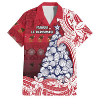 American Samoa Christmas Hawaiian Shirt Seashell Xmas Tree Tribal Waves DT05 Red - Polynesian Pride