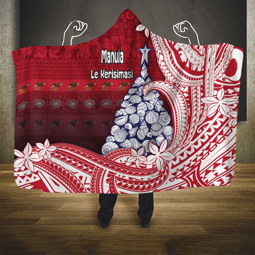 American Samoa Christmas Hooded Blanket Seashell Xmas Tree Tribal Waves DT05 - Polynesian Pride