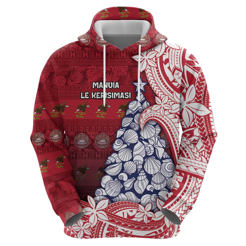 American Samoa Christmas Hoodie Seashell Xmas Tree Tribal Waves DT05 - Polynesian Pride