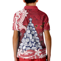 American Samoa Christmas Kid Polo Shirt Seashell Xmas Tree Tribal Waves DT05 - Polynesian Pride