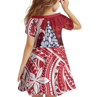 American Samoa Christmas Kid Short Sleeve Dress Seashell Xmas Tree Tribal Waves - Polynesian Pride