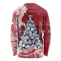 American Samoa Christmas Long Sleeve Shirt Seashell Xmas Tree Tribal Waves DT05 - Polynesian Pride