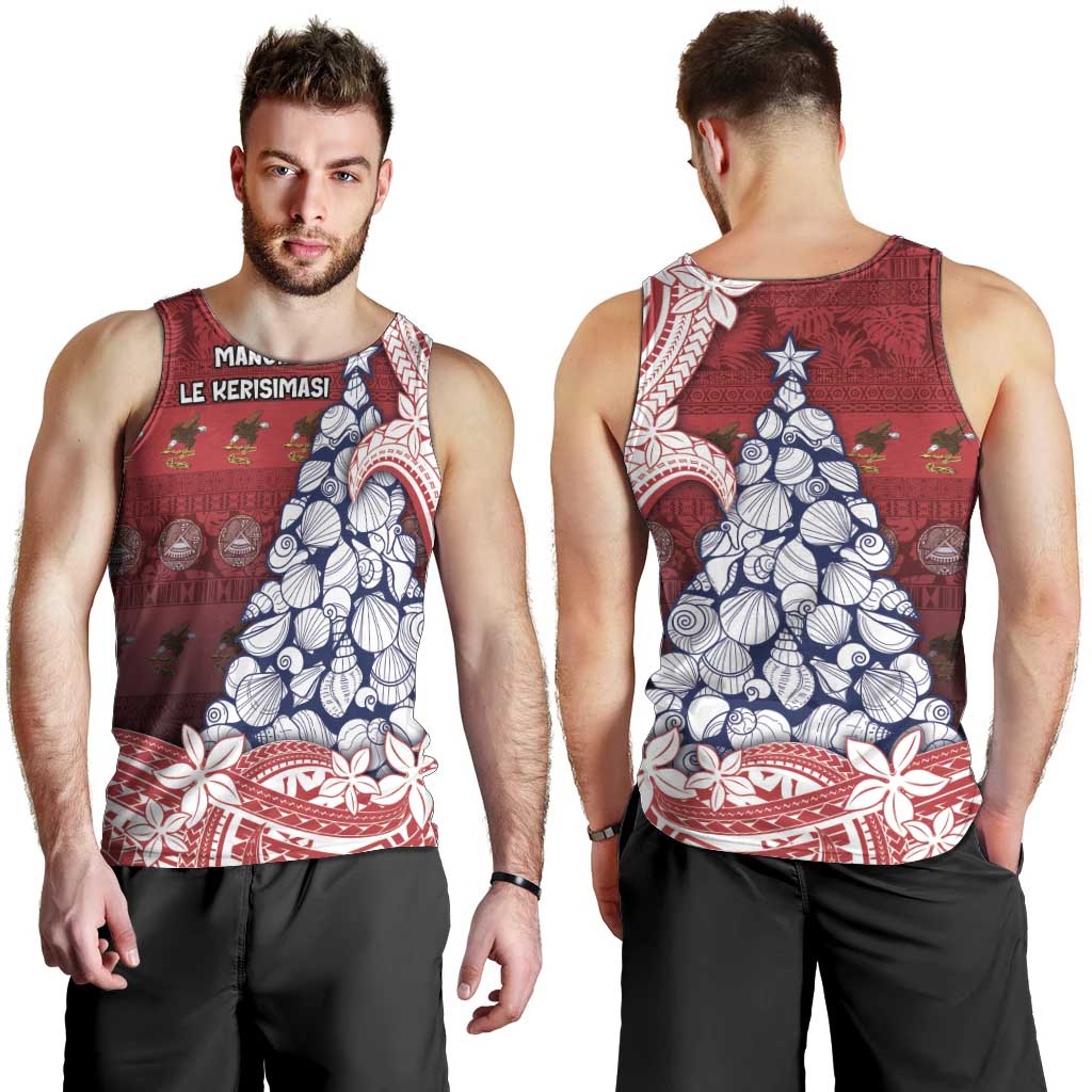 American Samoa Christmas Men Tank Top Seashell Xmas Tree Tribal Waves DT05 - Polynesian Pride