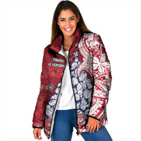 American Samoa Christmas Padded Jacket Seashell Xmas Tree Tribal Waves - Polynesian Pride