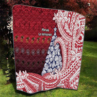 American Samoa Christmas Quilt Seashell Xmas Tree Tribal Waves - Polynesian Pride