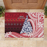 American Samoa Christmas Rubber Doormat Seashell Xmas Tree Tribal Waves DT05 Red - Polynesian Pride
