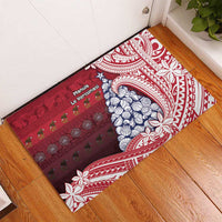 American Samoa Christmas Rubber Doormat Seashell Xmas Tree Tribal Waves DT05 - Polynesian Pride