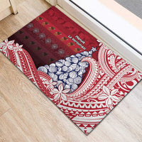 American Samoa Christmas Rubber Doormat Seashell Xmas Tree Tribal Waves DT05 - Polynesian Pride