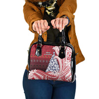 American Samoa Christmas Shoulder Handbag Seashell Xmas Tree Tribal Waves DT05 One Size Red - Polynesian Pride