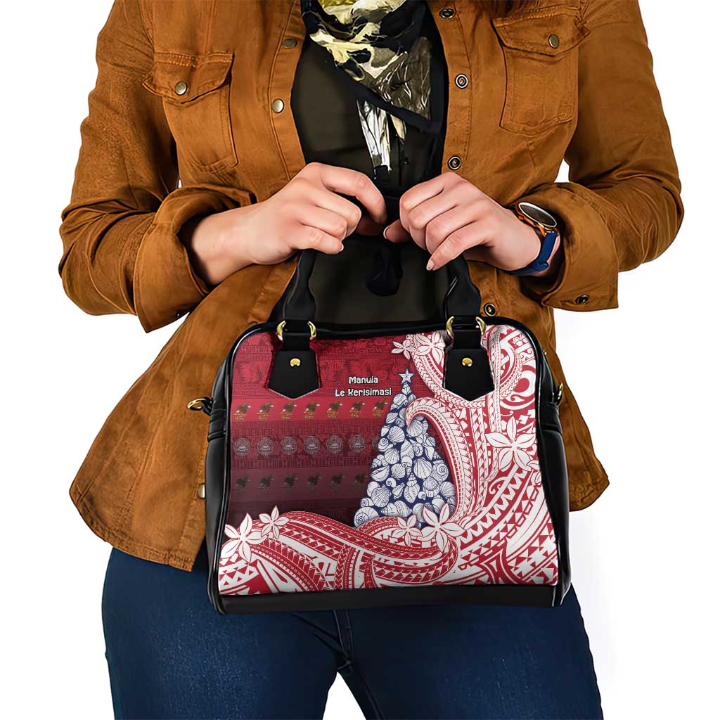 American Samoa Christmas Shoulder Handbag Seashell Xmas Tree Tribal Waves DT05 - Polynesian Pride