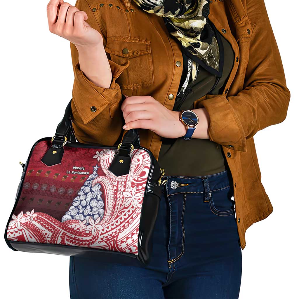 American Samoa Christmas Shoulder Handbag Seashell Xmas Tree Tribal Waves DT05 - Polynesian Pride