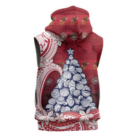 American Samoa Christmas Sleeveless Zip Hoodie Seashell Xmas Tree Tribal Waves DT05