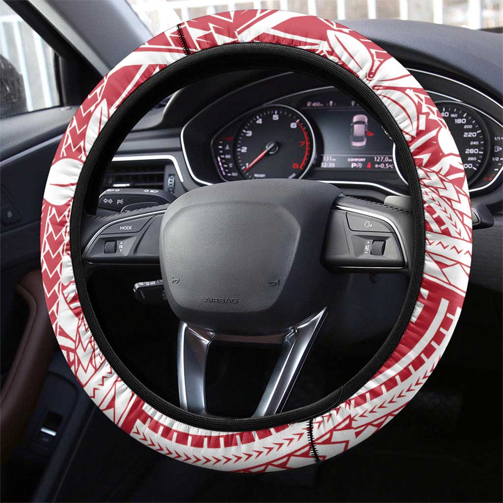 American Samoa Christmas Steering Wheel Cover Seashell Xmas Tree Tribal Waves DT05 - Polynesian Pride