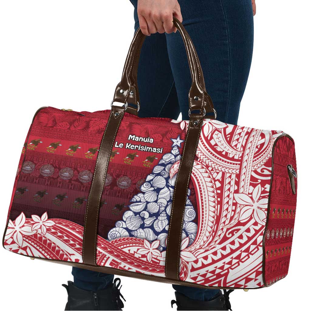 American Samoa Christmas Travel Bag Seashell Xmas Tree Tribal Waves - Polynesian Pride