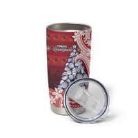 American Samoa Christmas Tumbler Cup Seashell Xmas Tree Tribal Waves - Polynesian Pride