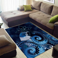 New Zealand Matariki Area Rug Maori Tui Bird Blue Galaxy