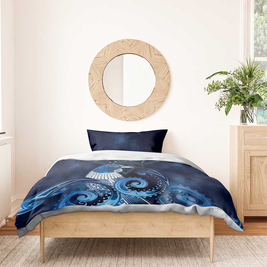 New Zealand Matariki Bedding Set Maori Tui Bird Blue Galaxy