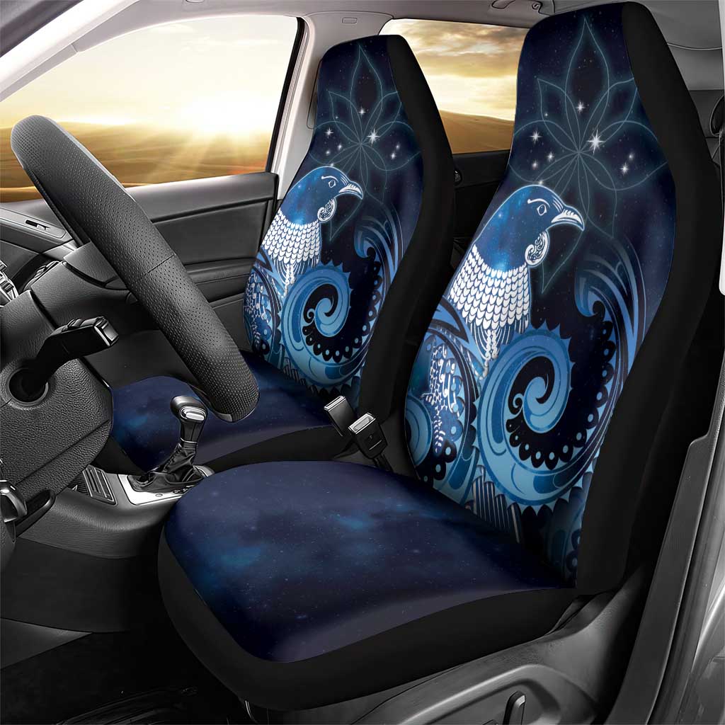 New Zealand Matariki Car Seat Cover Maori Tui Bird Blue Galaxy