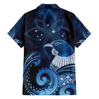 New Zealand Matariki Family Matching Summer Maxi Dress and Hawaiian Shirt Maori Tui Bird Blue Galaxy