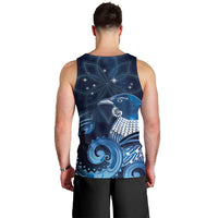 New Zealand Matariki Men Tank Top Maori Tui Bird Blue Galaxy