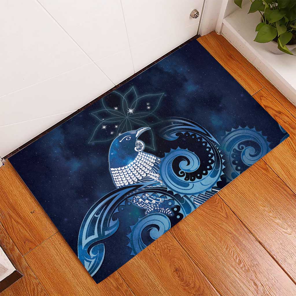 New Zealand Matariki Rubber Doormat Maori Tui Bird Blue Galaxy