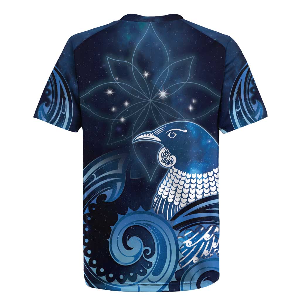 New Zealand Matariki Rugby Jersey Maori Tui Bird Blue Galaxy