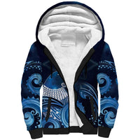 New Zealand Matariki Sherpa Hoodie Maori Tui Bird Blue Galaxy