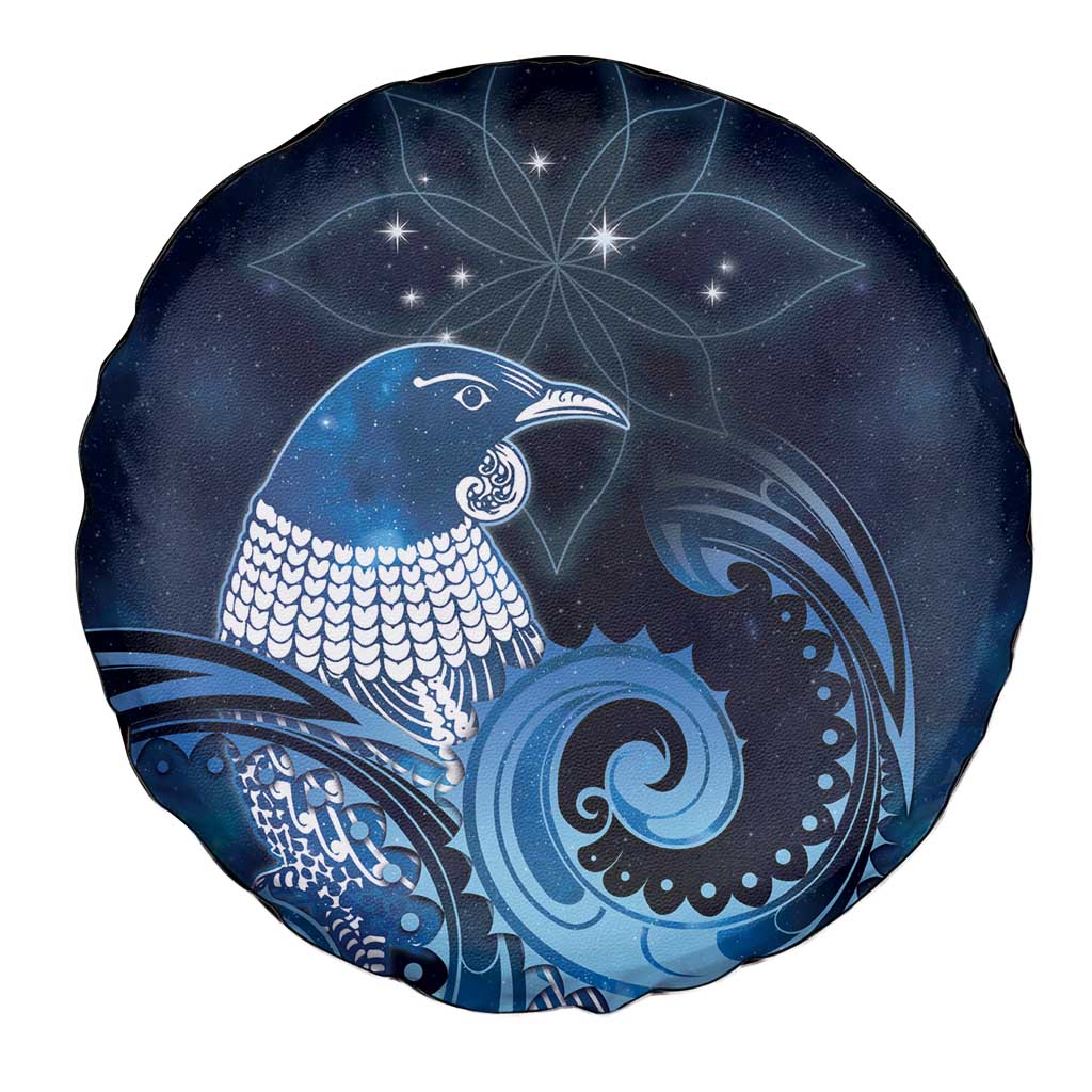 New Zealand Matariki Spare Tire Cover Maori Tui Bird Blue Galaxy