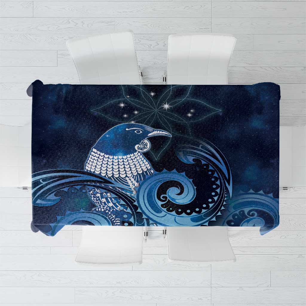 New Zealand Matariki Tablecloth Maori Tui Bird Blue Galaxy