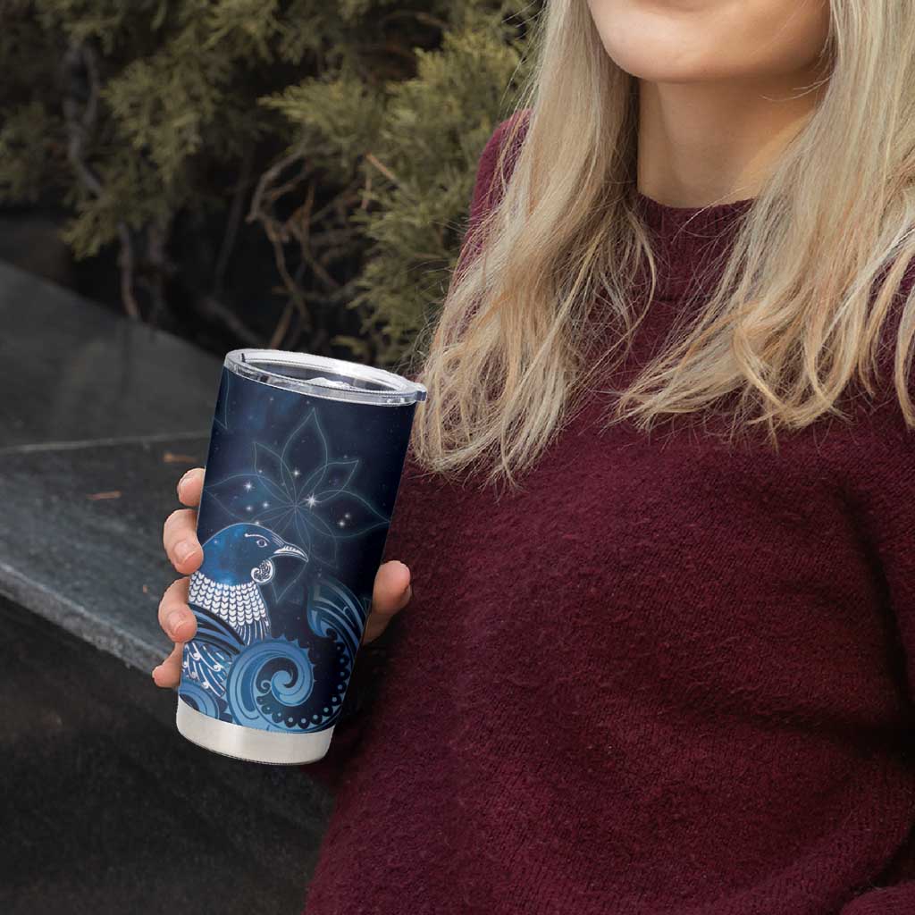 New Zealand Matariki Tumbler Cup Maori Tui Bird Blue Galaxy