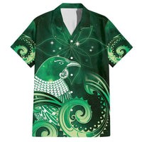 New Zealand Matariki Family Matching Summer Maxi Dress and Hawaiian Shirt Maori Tui Bird Green Galaxy