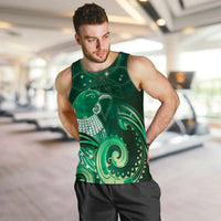 New Zealand Matariki Men Tank Top Maori Tui Bird Green Galaxy